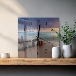 Zegar wybrzeże 30x30 Plaża Morze piasek fale wakacje lato widok