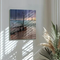 Zegar wybrzeże 30x30 Plaża Morze piasek fale wakacje lato widok
