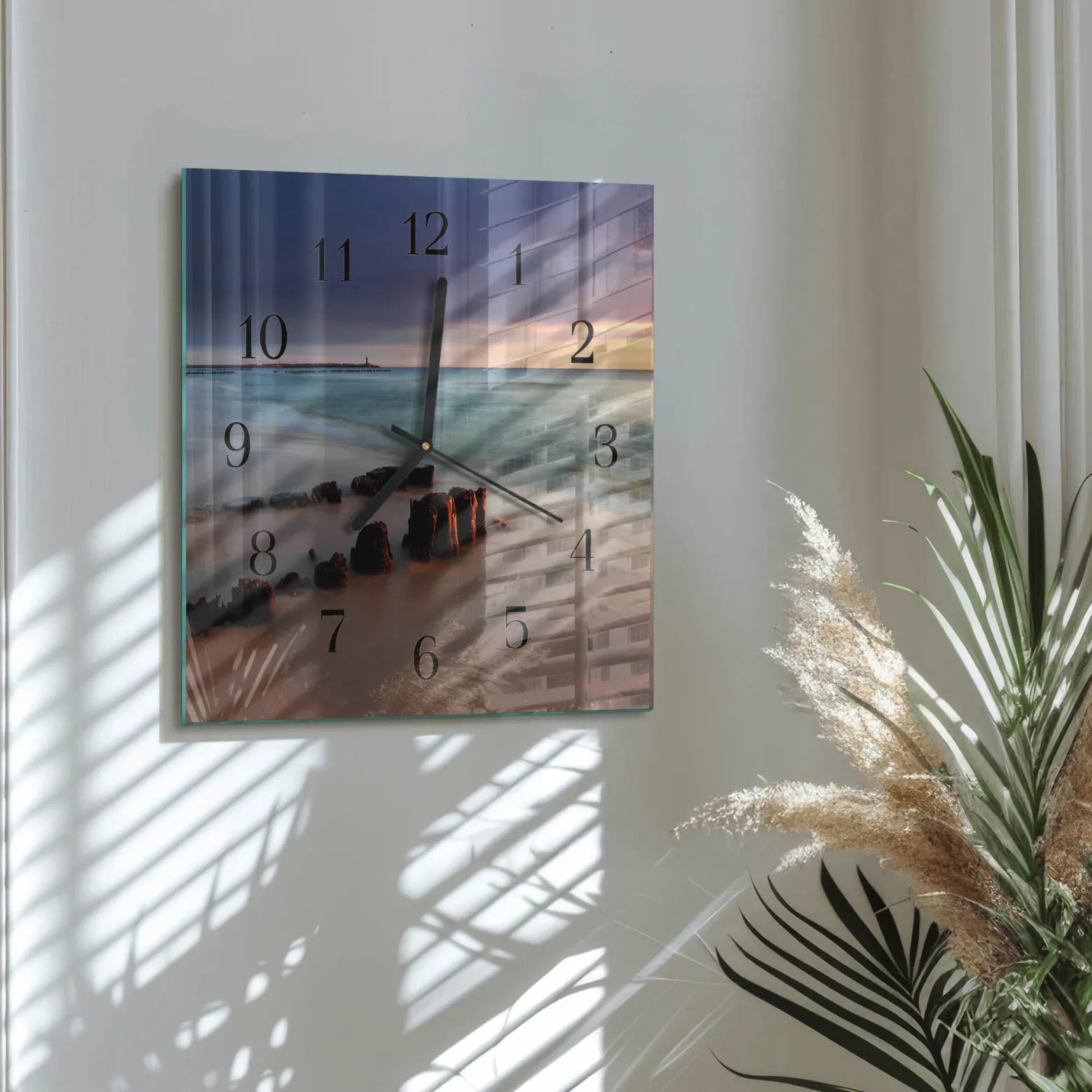 Zegar wybrzeże 30x30 Plaża Morze piasek fale wakacje lato widok