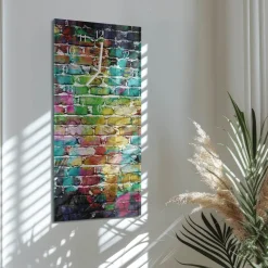 Zegar z grafiką 30x60 Cegła nowoczesny na ścianę