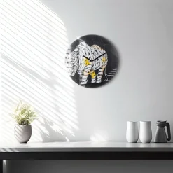 Zegar ze szkła ścienny Abstrakcyjny nosorożec fi30