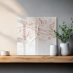 Zegar artystyczny 30x30 Sztuka Kwiatowa bukiet rośliny ogród art