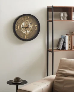 Zegar ścienny 50 cm materiał syntetyczny czarny
