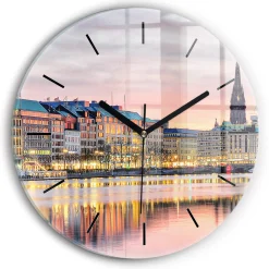 Zegar ścienny dekoracyjny cichy Alster w Hamburgu fi30