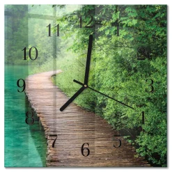 Zegar ścienny 30x30 Drewniany Chodnik design na ścianę