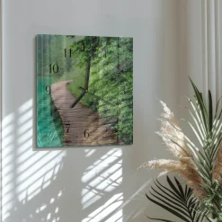Zegar ścienny 30x30 Drewniany Chodnik design na ścianę