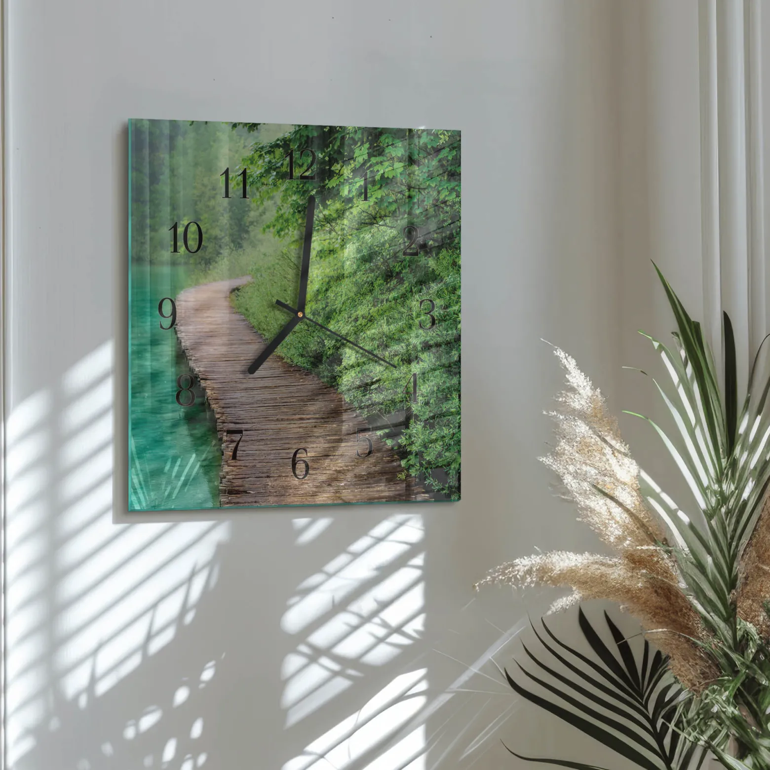 Zegar ścienny 30x30 Drewniany Chodnik design na ścianę