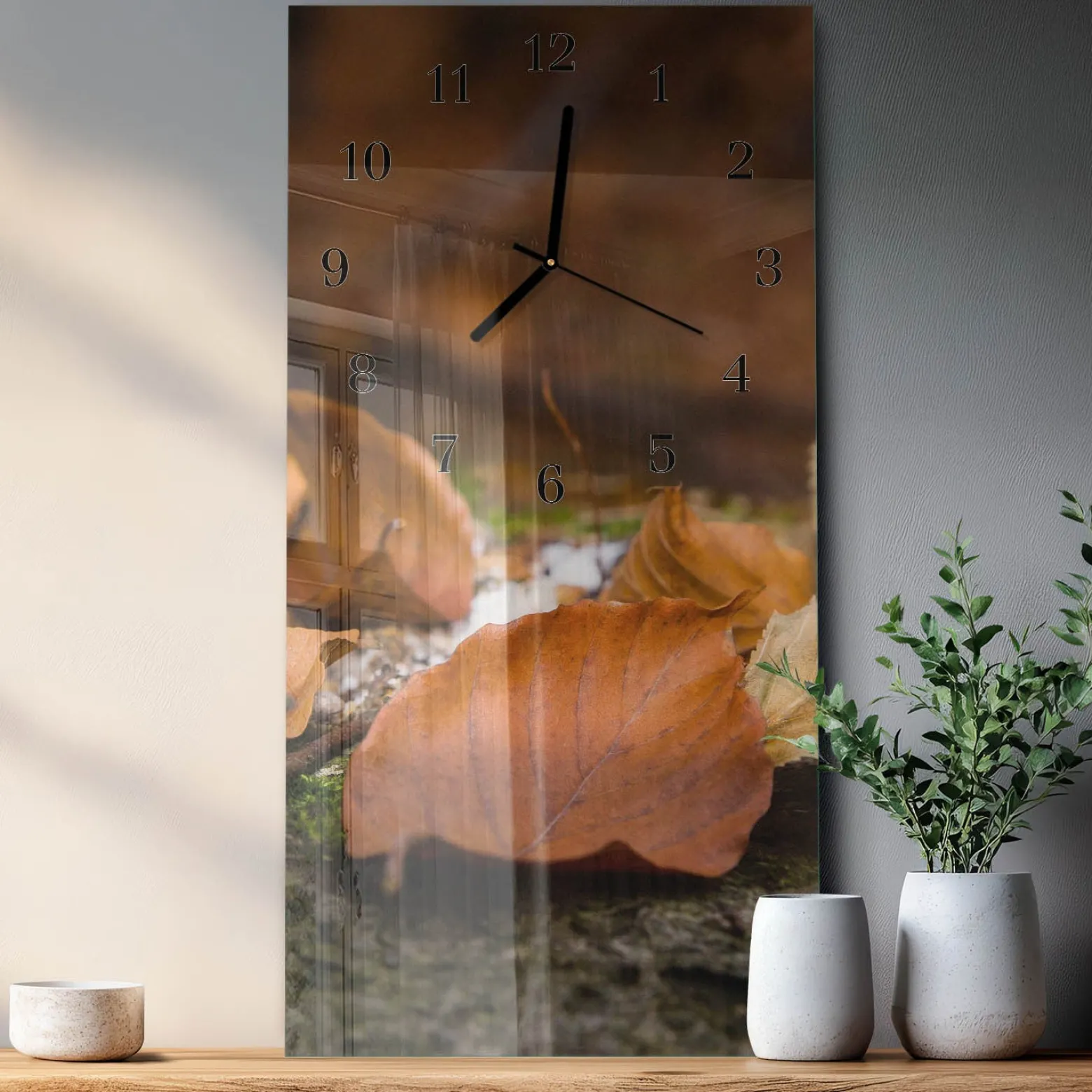Zegar ścienny 30x60 Jesień cichy mechanizm salon