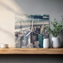 Zegar ścienny 30x30 Miasto design na ścianę