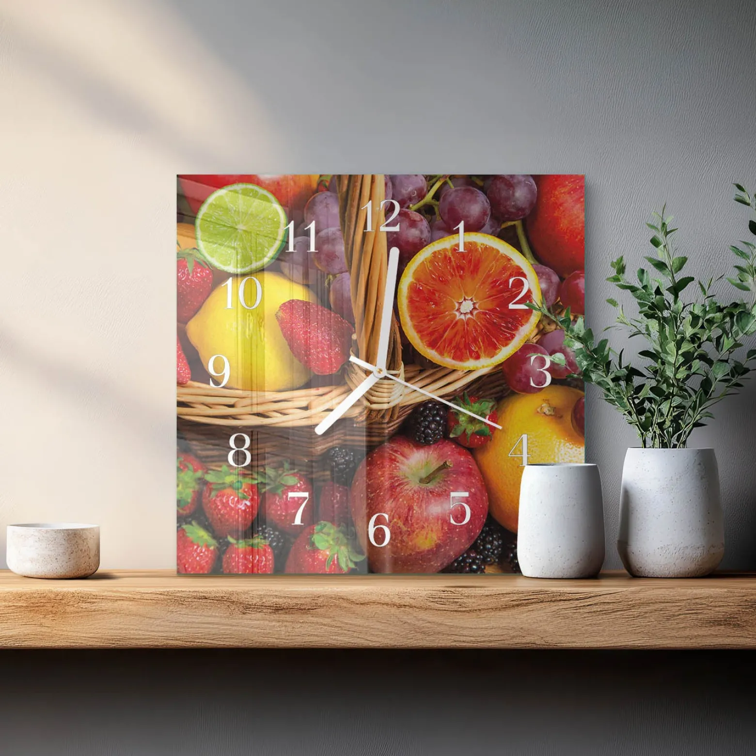 Zegar ścienny 30x30 Owoc design na ścianę