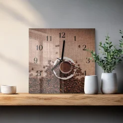 Zegar do kuchni 30x30 Ziarna Kawy nowoczesny do salonu