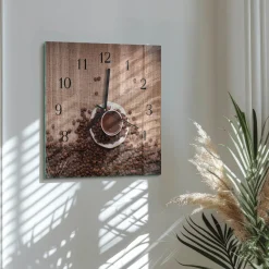 Zegar do kuchni 30x30 Ziarna Kawy nowoczesny do salonu