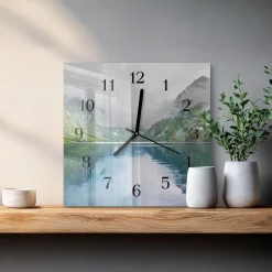Zegar do salonu 30x30 Jezioro Górskie dekoracyjny na ścianę