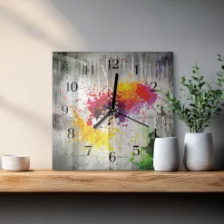 Zegar do salonu 30x30 Plamy zegar ścienny