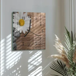Zegar do salonu 30x30 Stokrotka dekoracyjny na ścianę