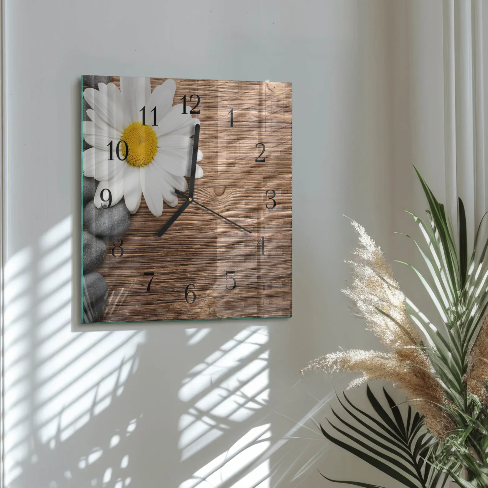 Zegar do salonu 30x30 Stokrotka dekoracyjny na ścianę