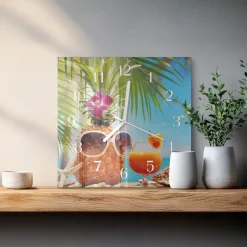 Zegar do salonu 30x30 Wakacje zegar ścienny