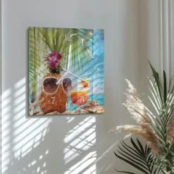 Zegar do salonu 30x30 Wakacje zegar ścienny