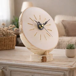 Zegar Drewniany Na Podstawce Dekoracyjny Stojący Handmade Naturalne Drewno
