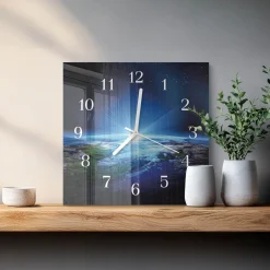 Zegar kosmos 30x30 Wszechświat Ziemi planeta kosmos gwiazdy noc