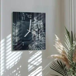 Zegar kuchenny 30x30 Hradczany szklany ścienny
