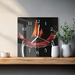 Zegar kuchenny 30x30 Ogień Chili przyprawy ostre jedzenie ogień