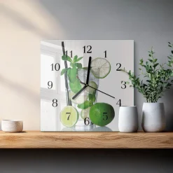 Zegar na ścianę 30x30 Limonka i Mięta owoce napój świeżość