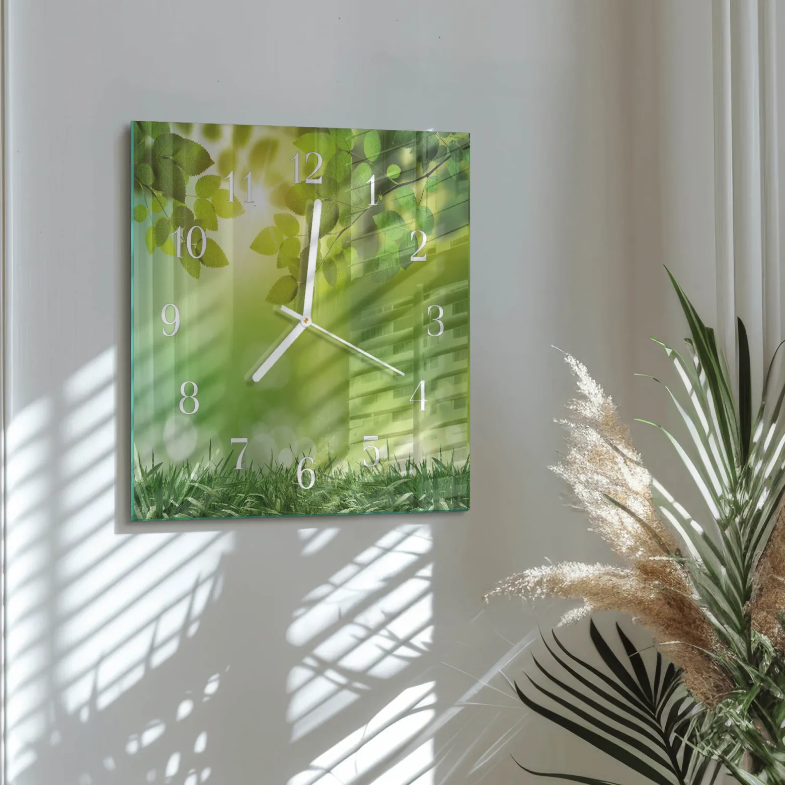 Zegar na ścianę 30x30 Wiosna ozdobny ścienny