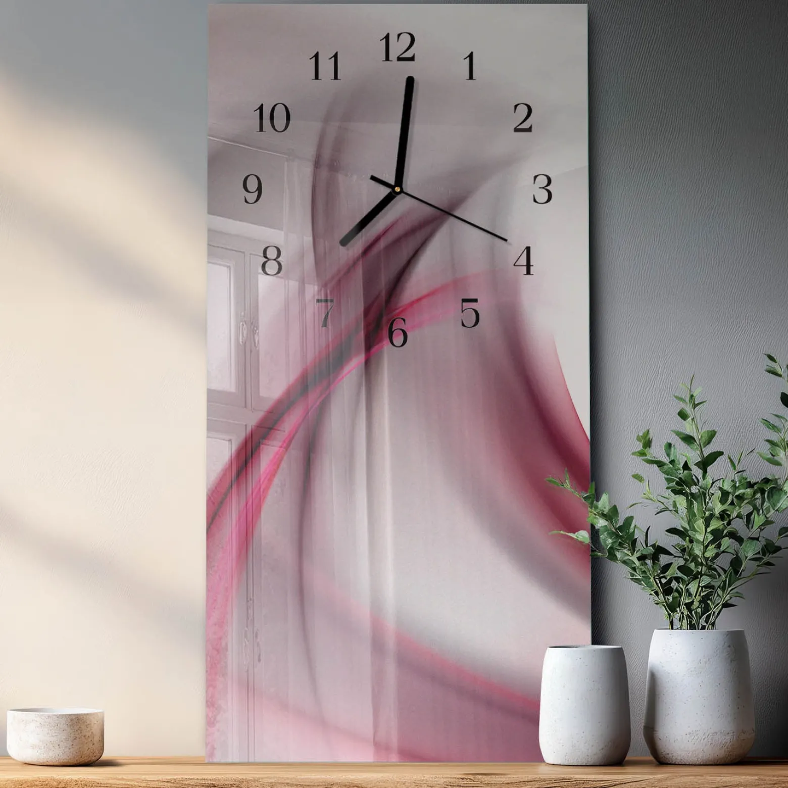 Zegar na szkle 30x60 Abstrakcja dekoracyjny do salonu