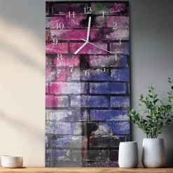 Zegar na szkle 30x60 Cegła dekoracyjny na ścianę