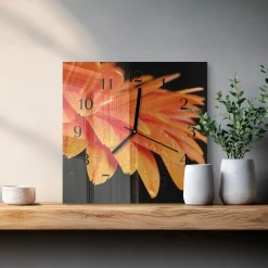 Zegar na szkle 30x30 Gerbera zegar ścienny
