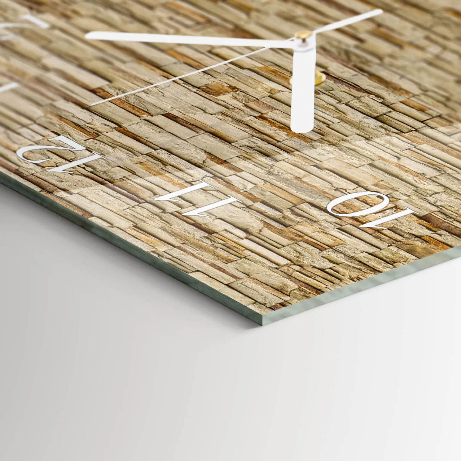 Zegar na szkle 30x30 Kamień dekoracyjny design na ścianę