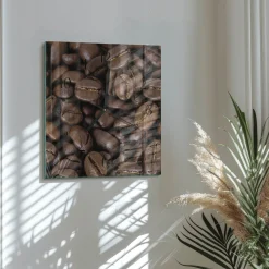 Zegar na szkle 30x30 Kawa dekoracyjny do salonu