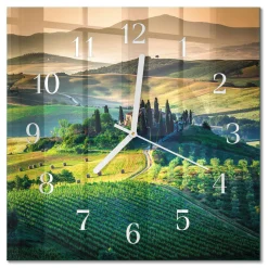 Zegar na szkle 30x30 Krajobraz dekoracyjny na ścianę
