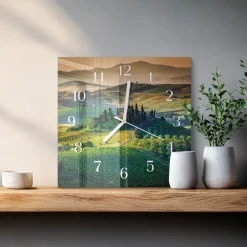Zegar na szkle 30x30 Krajobraz dekoracyjny na ścianę