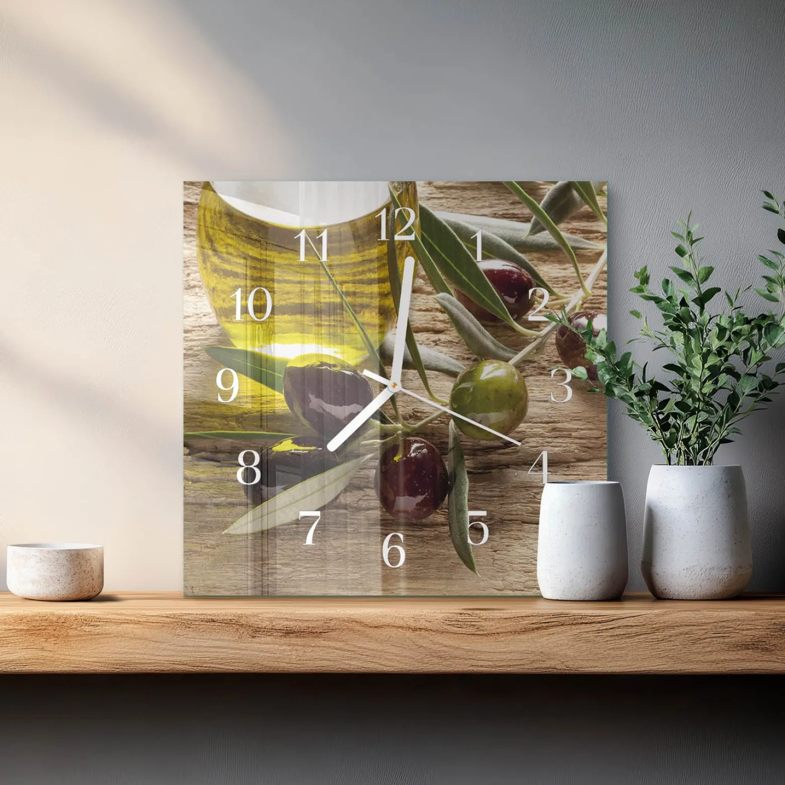 Zegar na szkle 30x30 Oliwa z Oliwek zegar ścienny