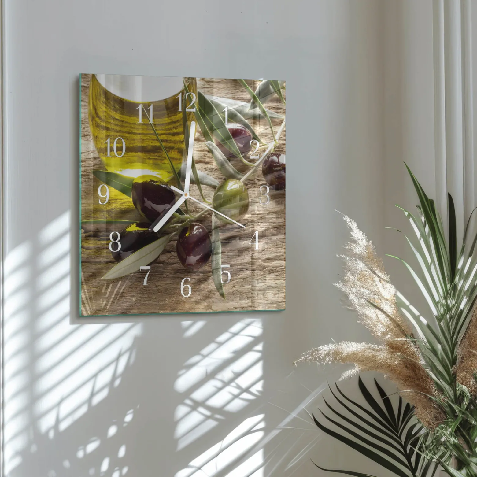 Zegar na szkle 30x30 Oliwa z Oliwek zegar ścienny
