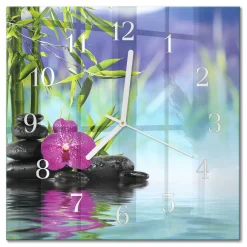 Zegar na szkle 30x30 Spa Orchidea zegar ścienny