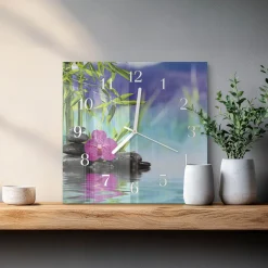 Zegar na szkle 30x30 Spa Orchidea zegar ścienny