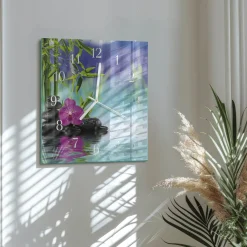 Zegar na szkle 30x30 Spa Orchidea zegar ścienny