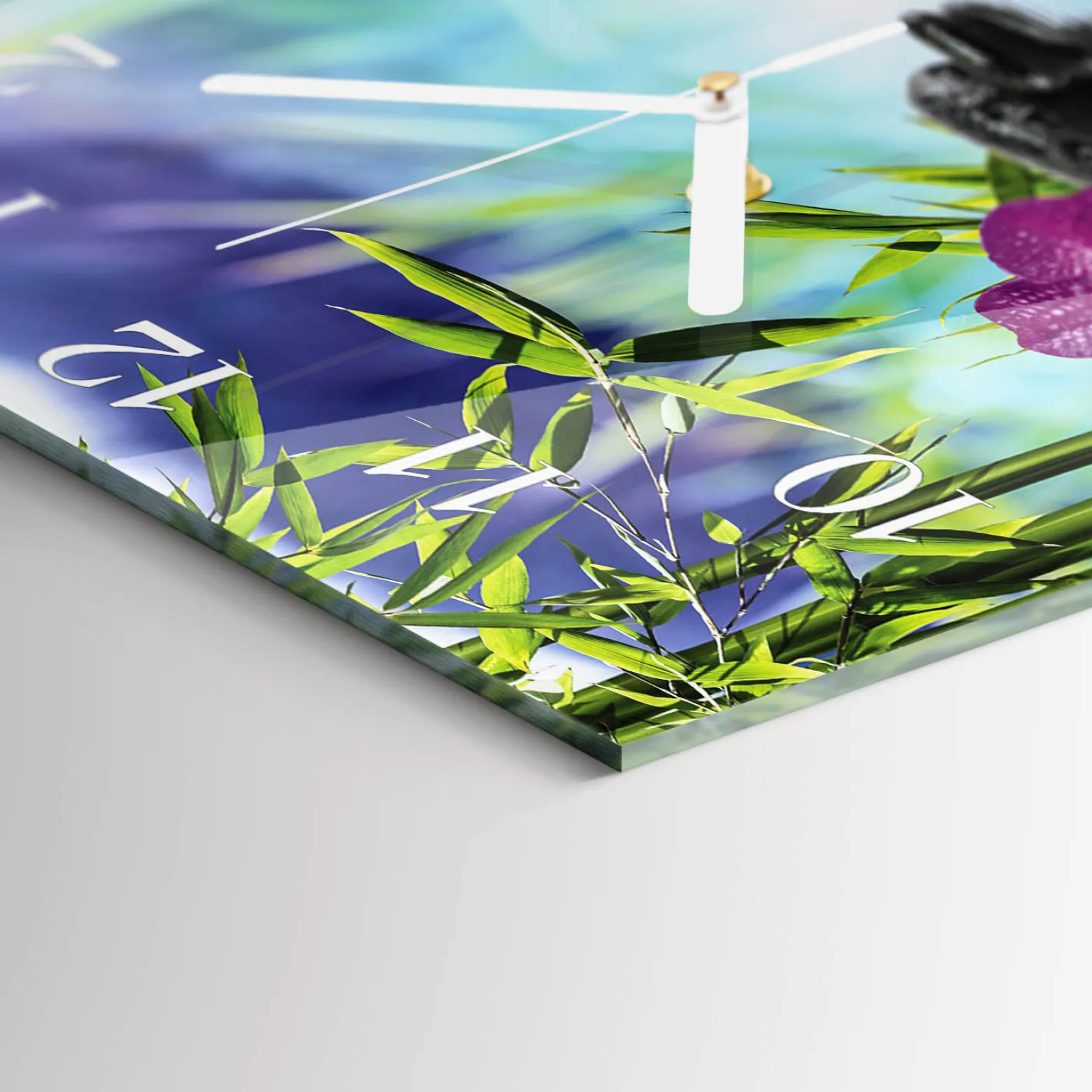 Zegar na szkle 30x30 Spa Orchidea zegar ścienny