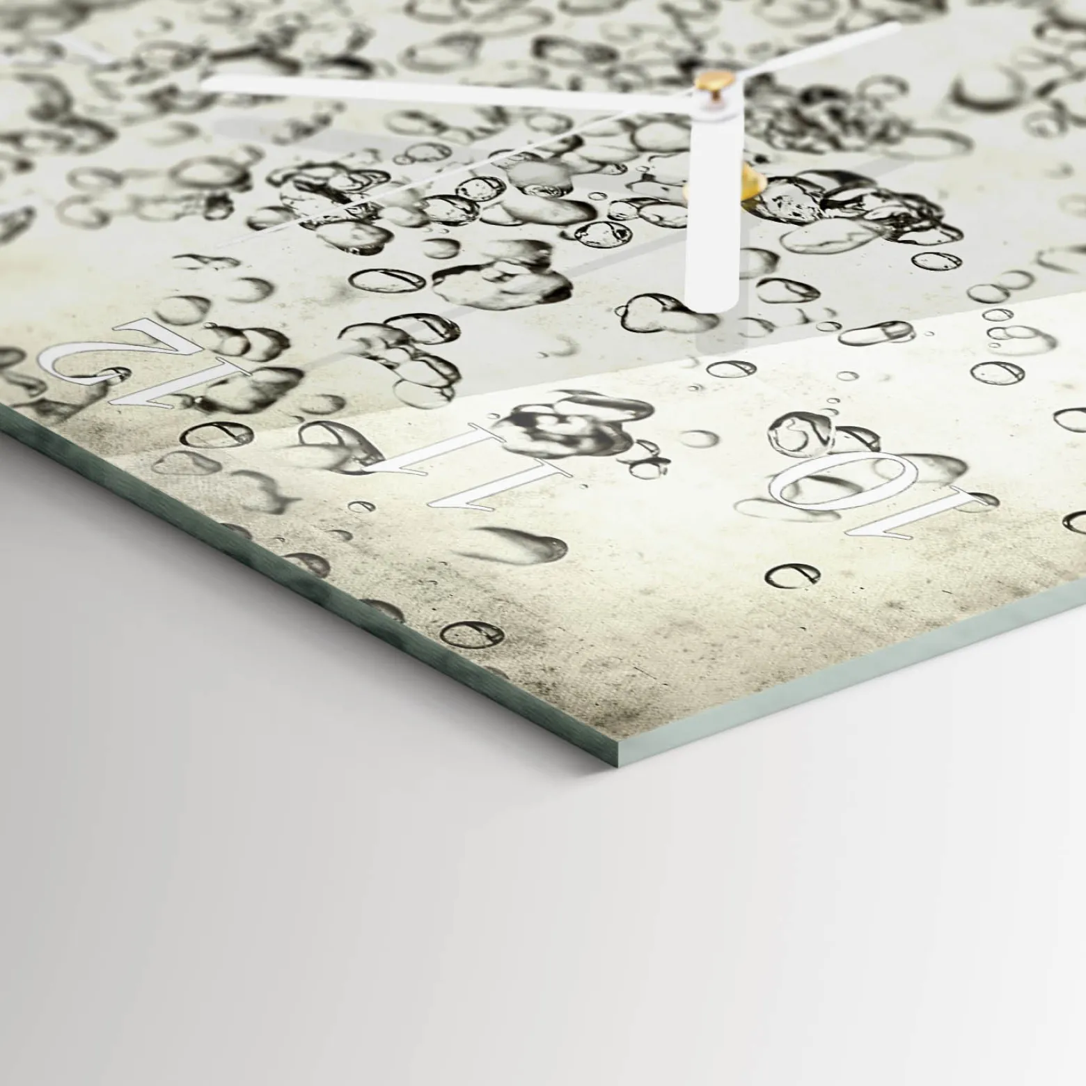 Zegar natura 30x30 Krople cichy mechanizm salon