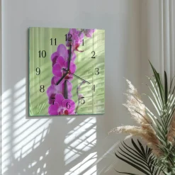 Zegar natura 30x30 Orchidea nowoczesny na ścianę