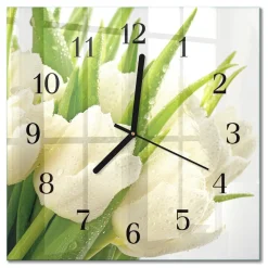 Zegar natura 30x30 Tulipany nowoczesny do salonu
