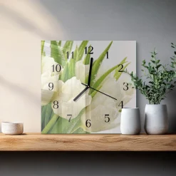 Zegar natura 30x30 Tulipany nowoczesny do salonu