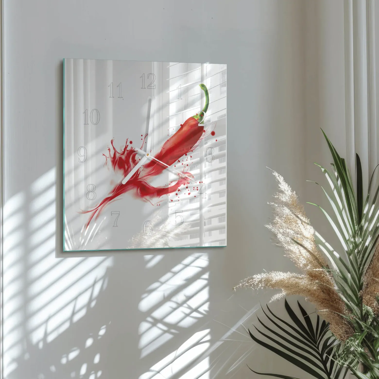 Zegar ostry 30x30 Papryczka Chili nowoczesny na ścianę
