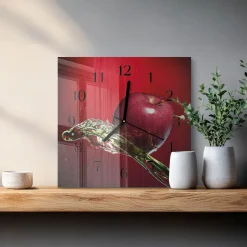 Zegar owoc 30x30 Jabłko zielone owoce natura liść świeże kuchnia