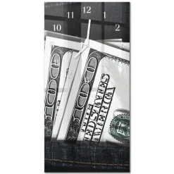 Zegar ozdobny 30x60 Banknoty ozdobny ścienny
