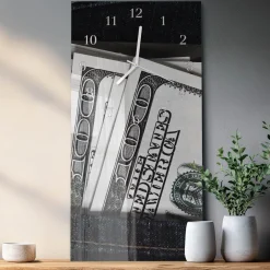 Zegar ozdobny 30x60 Banknoty ozdobny ścienny