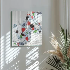 Zegar ozdobny 30x30 Lody Owocowe szklany ścienny